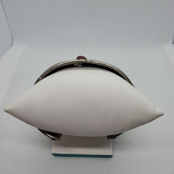 Vintage Silver Cuff Bracelet with Stones & Design - Picture 4 of 6